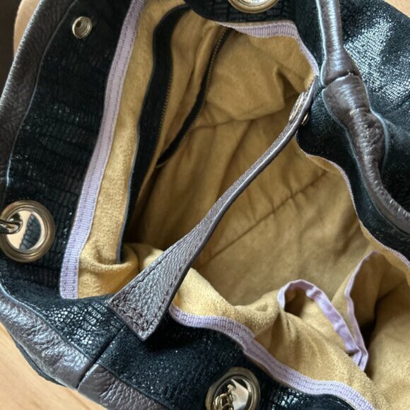 JIMMY CHOO Shoulder Bag snake print black Leather bag medium double straps - Picture 9 of 15